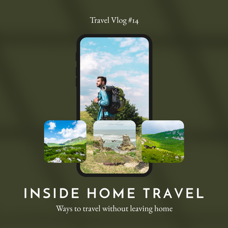 Collage with Photo Landscapes for Blog Instagram Design Template