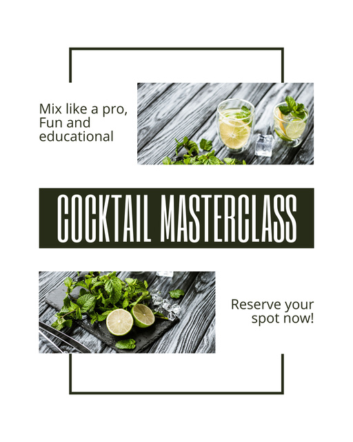 Cocktail Masterclass on Making Mojito Instagram Post Verticalデザインテンプレート