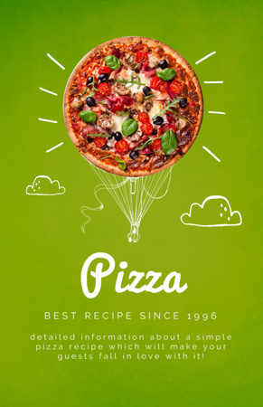 Template di design graziosa illustrazione di deliziosa pizza Recipe Card