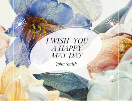 Plantilla de diseño de May Day Holiday Greeting with Bright Watercolor Flowers Postcard 4.2x5.5in 