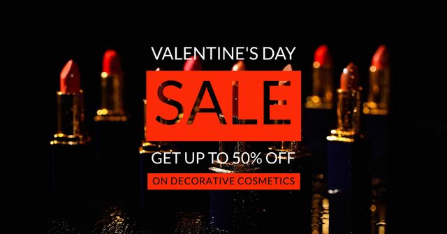 Template di design Valentine's Day Makeup Sale with Lipstick Facebook AD