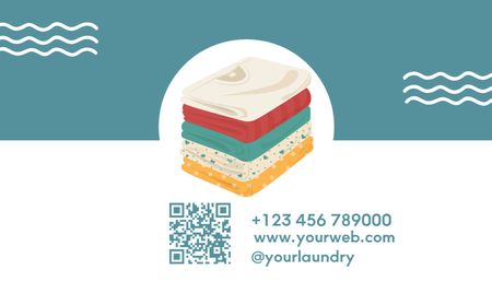Çamaşırhane Servisi Duyurusu Giysi Resimli Business Card US Tasarım Şablonu