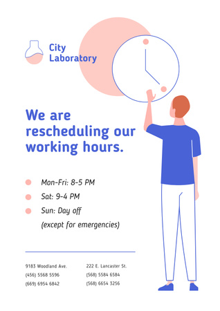 Template di design Test Laboratory Working Hours Rescheduling during quarantine Poster