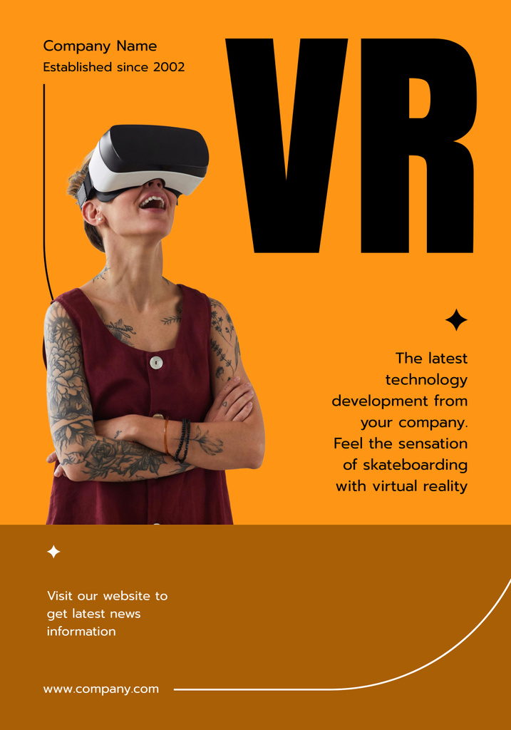 Man in Virtual Reality Glasses Poster 28x40in Design Template
