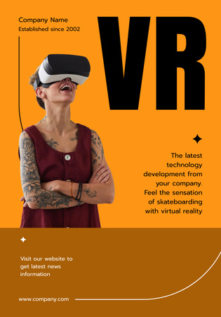 Woman with Tattoo in Virtual Reality Glasses Poster 28x40in Design Template