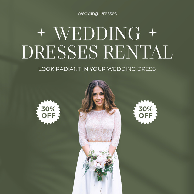Offer Discounts for Rental of Wedding Dresses on Green Instagram Modelo de Design