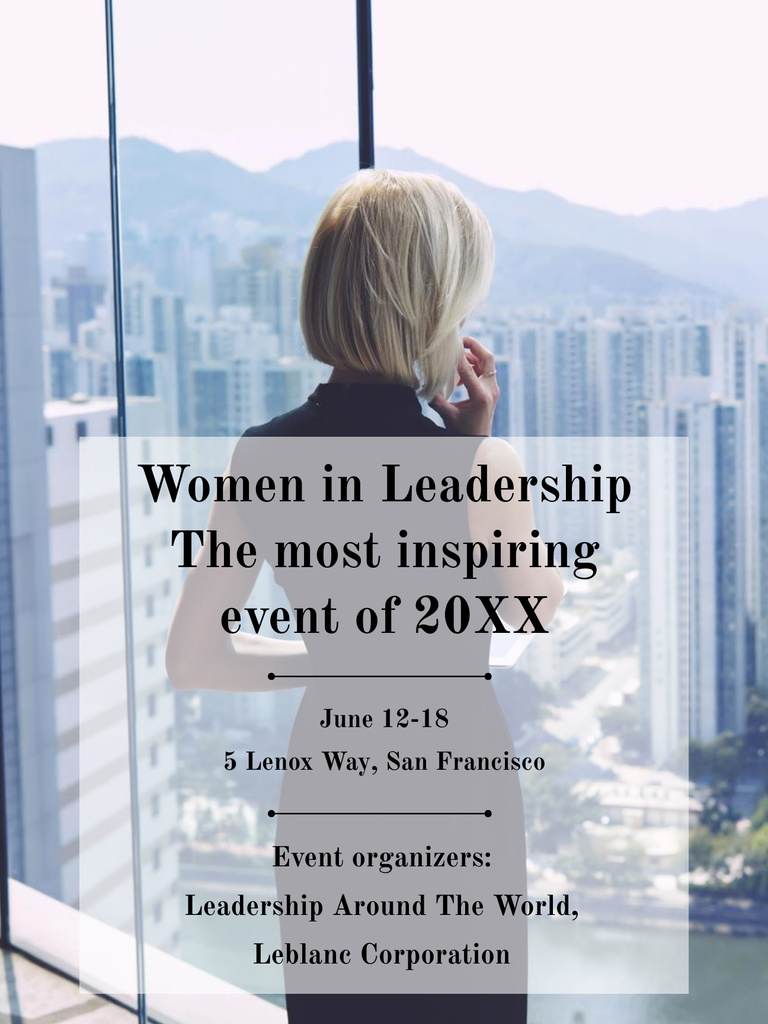 Inspiring Event Topic with Women near Window Poster USデザインテンプレート