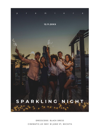 Sparkling night event Announcement Poster US Design Template