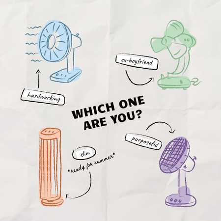 Funny Illustration of Various Ventilators Instagram Design Template