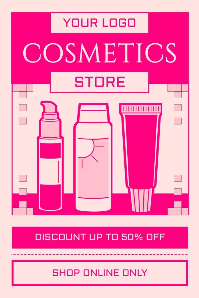 Ontwerpsjabloon van Pinterest van Discount in Online Cosmetic Store