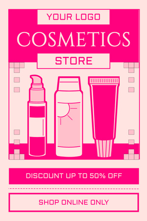 Discount in Online Cosmetic Store Pinterest Design Template