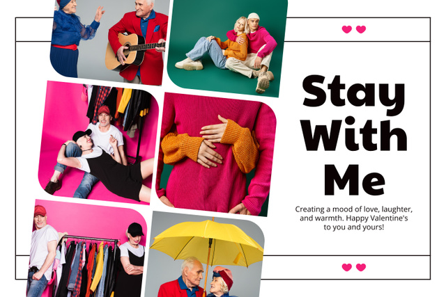 Modèle de visuel Happy Couple In Bright Clothes Celebrating Valentine's Day - Mood Board
