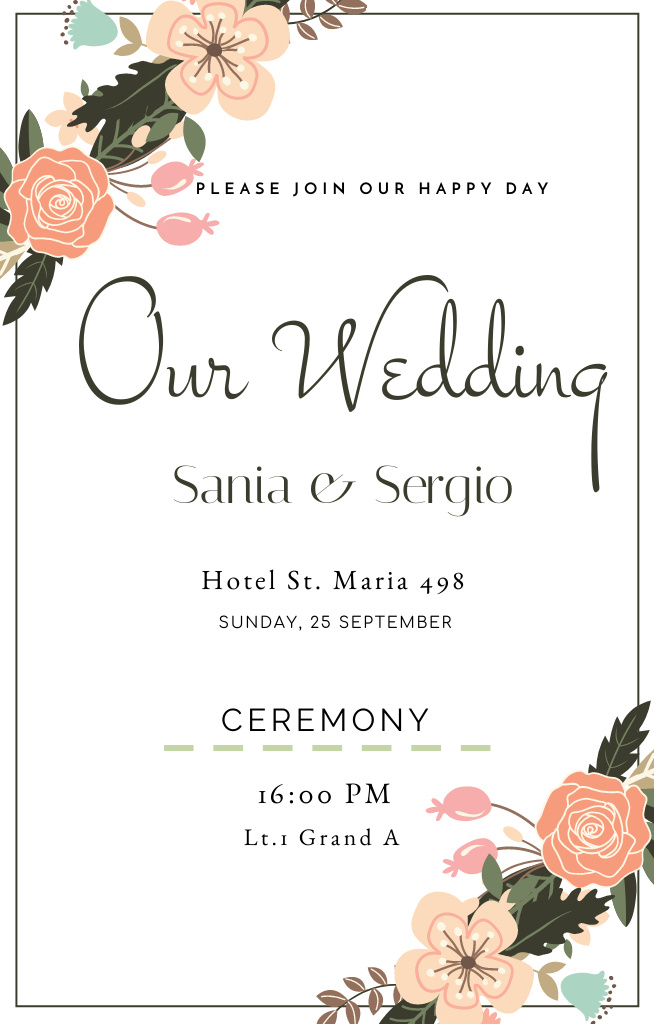 Welcome to Wedding Party Invitation 4.6x7.2in Design Template