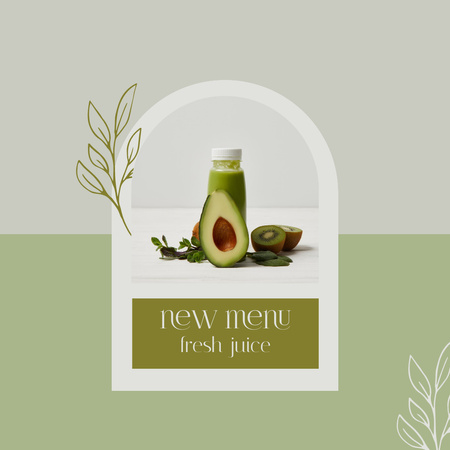 New Menu Ad with Bottle of Fresh Juice  Instagram Design Template
