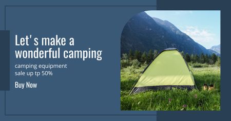 Ontwerpsjabloon van Facebook AD van tent in bergen