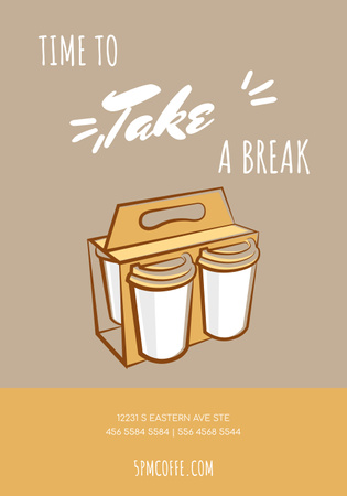 Illustration of Takeaway Coffee Cups Poster 28x40in Design Template