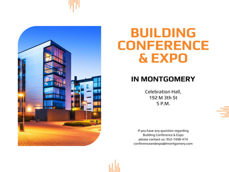 Building Conference And Expo Announcement with Modern Houses Poster 18x24in Horizontal Design Template