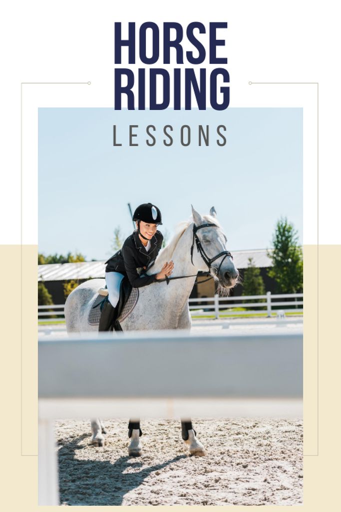 Riding School Promotion with Woman on Horse Tumblr Modelo de Design