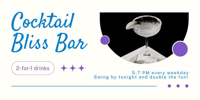 Bliss Offer for Cocktails at Bar Twitterデザインテンプレート