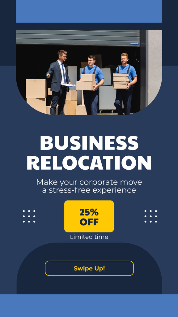 Ontwerpsjabloon van Instagram Story van Services of Business Relocation with Offer of Discount