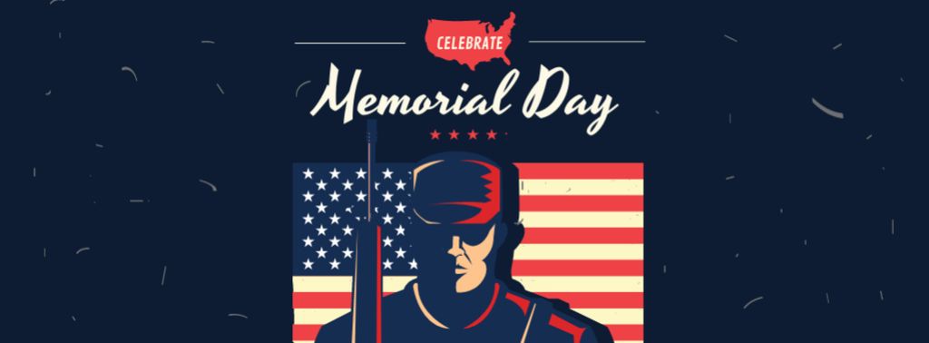 Modèle de visuel Memorial Day Announcement with Soldier - Facebook cover