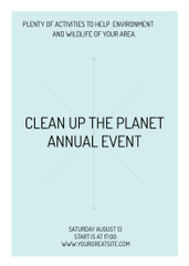 Ecological event announcement on wooden background