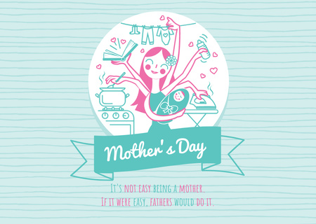 Happy Mother's Day with Happy Mom Postcard Design Template