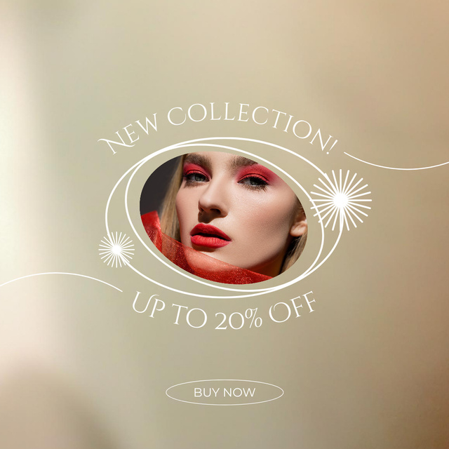Discount on New Collection of Cosmetics on Beige Instagram Design Template