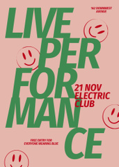 Live Performance Event with Emoticons on Pink and Green