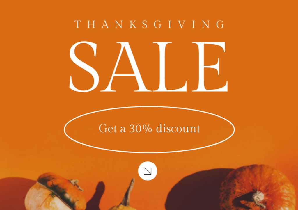 Sale on Thanksgiving with Pumpkins Flyer A5 Horizontal Design Template