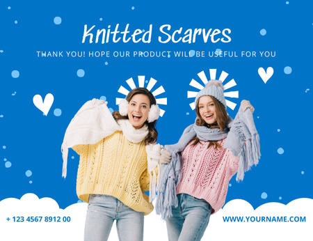 Knitted Accessories Retail Thank You Card 5.5x4in Horizontal Design Template