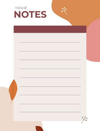 Personal Daily Journal with Autumn Leaves Notepad 107x139mm Design Template