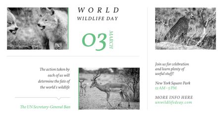 Ontwerpsjabloon van Facebook AD van wereldnatuurdag met wilde dieren