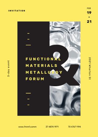 Template di design Announcement of Metallurgical Forum on Yellow and Black Invitation