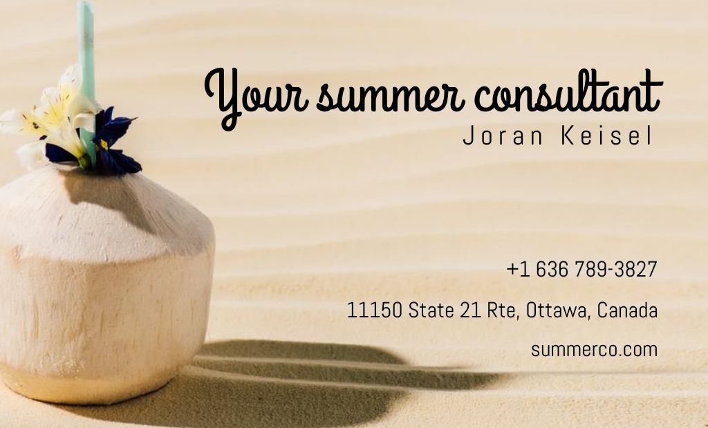 Plantilla de diseño de Your Summer Consultant Contact Details Business Card 91x55mm 