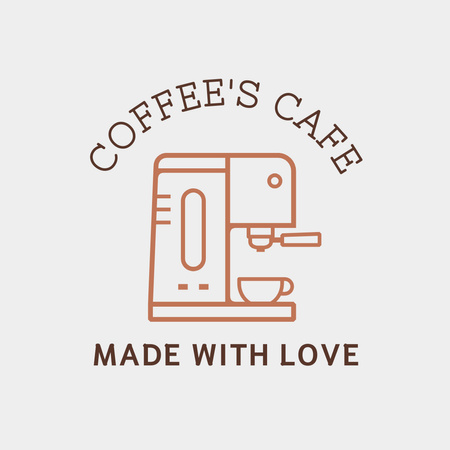 Cafe Ad with Cute Icon of Coffee Machine Logo 1080x1080pxデザインテンプレート