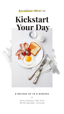 Tasty breakfast meal on white table Instagram Story Design Template