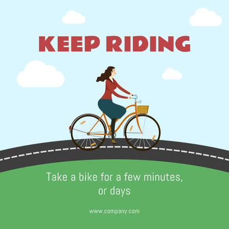 Platilla de diseño Young Woman Riding Bike Animated Post