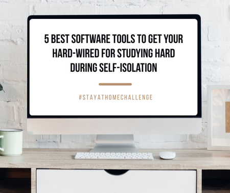 Software tools guide on Screen for #StayAtHomeChallenge Facebook Design Template