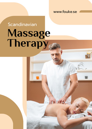 Ontwerpsjabloon van Flayer van Massage Salon Ad Masseur by Relaxed Woman
