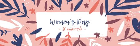 Women's Day greeting on flowers Twitter tervezősablon