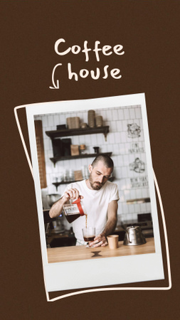 Coffee House Ad with Barista making Coffee Instagram Story Design Template
