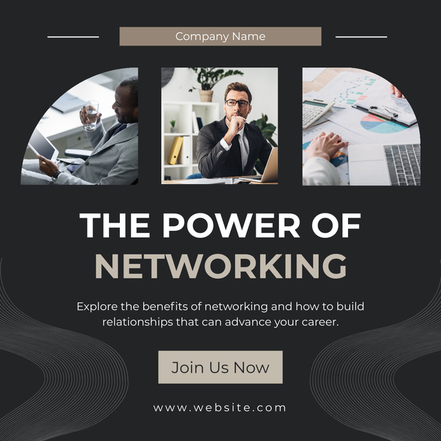 Networking Services Ad on Dark Grey LinkedIn post Design Template