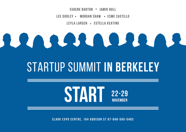 Startup Event Announcement in Blue Poster B2 Horizontal Design Template