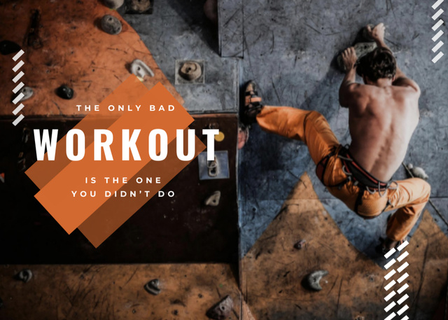 Professional Climbing On The Wall And Workout Quote Postcard 5x7in Design Template