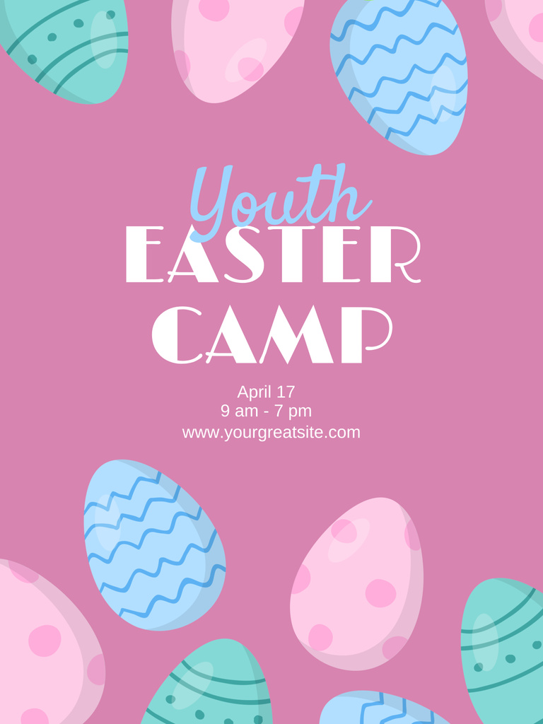 Youth Easter Camp Ad on Pink Poster 36x48in – шаблон для дизайна
