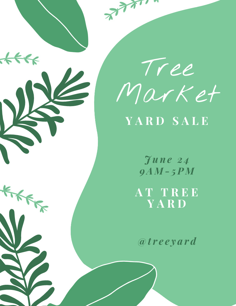 Tree Sale Ad with Illustration Poster 8.5x11in Design Template