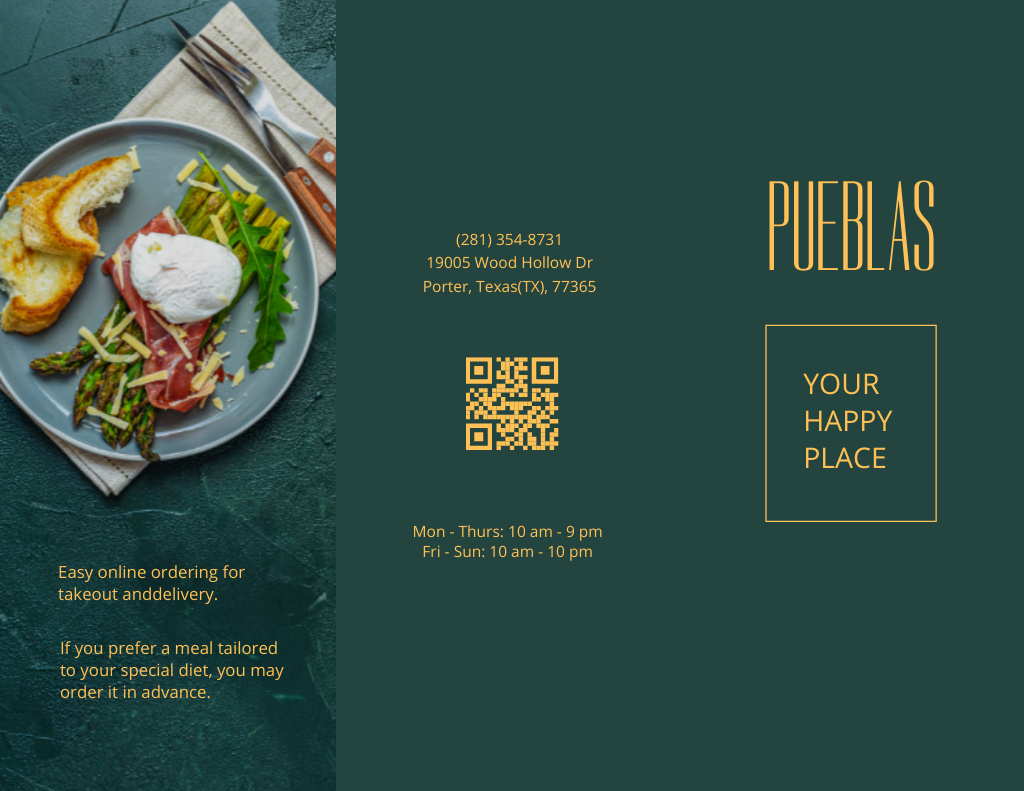 Offer New Menu with Appetizing Dish for Breakfast Menu 11x8.5in Tri-Fold – шаблон для дизайна