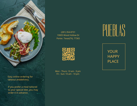 Template di design Offri un nuovo menu con un piatto appetitoso per la colazione Menu 11x8.5in Tri-Fold
