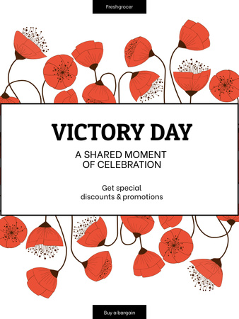 Victory Day Celebration Announcement with Red Poppies Poster US Design Template
